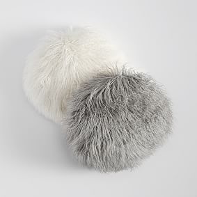 Round mongolian shop fur pillow