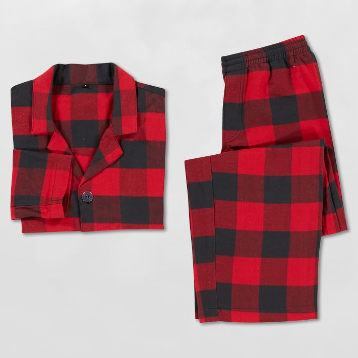 Black/Red Check Flannel Pajama Set
