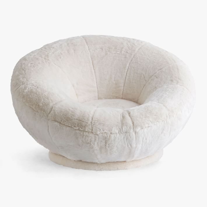 White fur swivel online chair