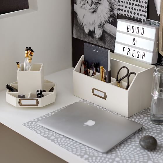 Classic Wooden Desk Accessories - All-In-One Sectional | Desk Decor ...