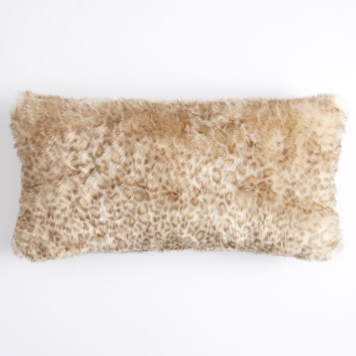 Baby Leopard Faux-Fur Lumbar Pillow Cover