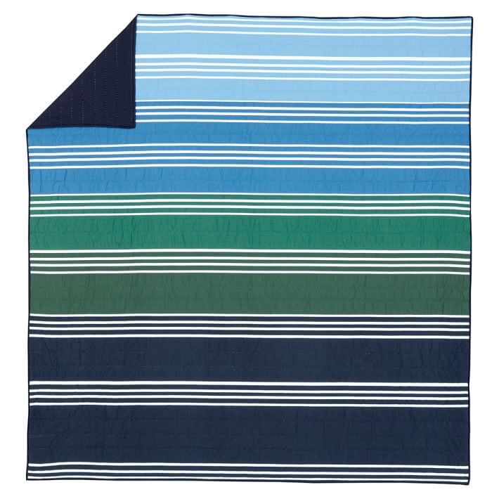 Beckett Stripe Boys Quilt - Multi Green | Sale | Pottery Barn Teen