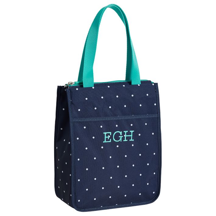 Gear-Up Navy Pin Dot Tote Lunch Bag