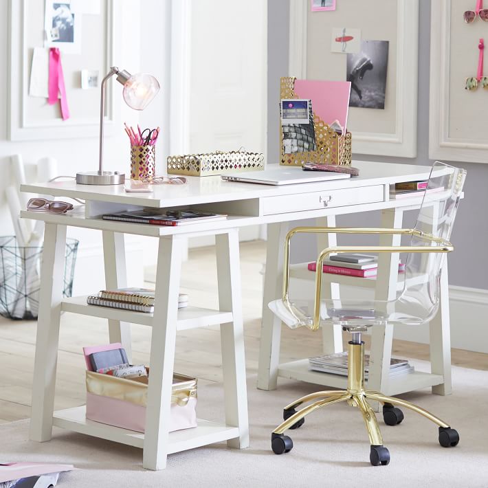 Blaire Small Space Desk and Gold Paige Desk Chair Set