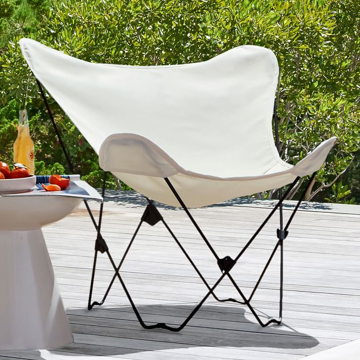 All Things Cedar Td72-22-w Butterfly Folding Chair Set & Cushion White - 9 Piece