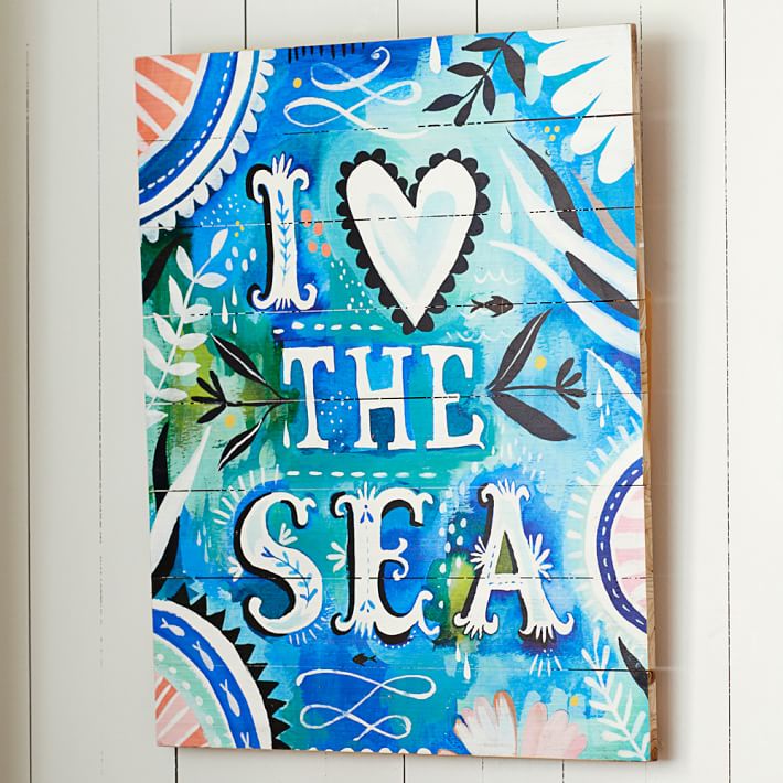 Katie Daisy &quot;I Love The Sea&quot; Watercolor Art, 20&quot;x24&quot;