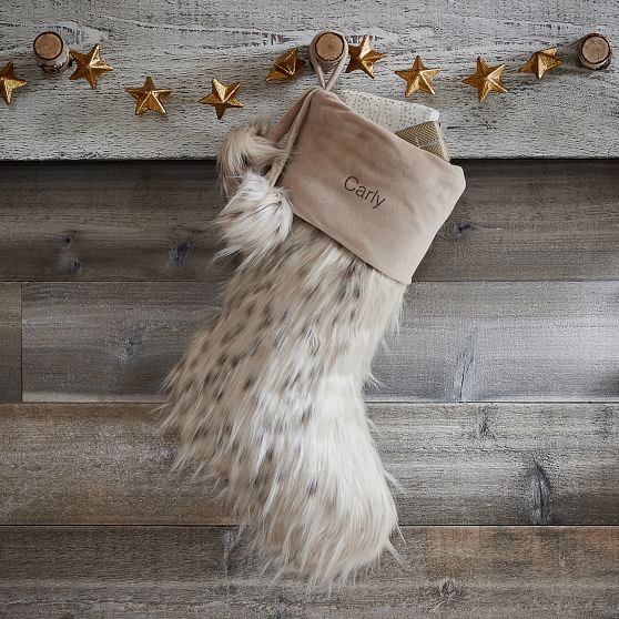 SnowCat FauxFur Christmas Stocking Pottery Barn Teen