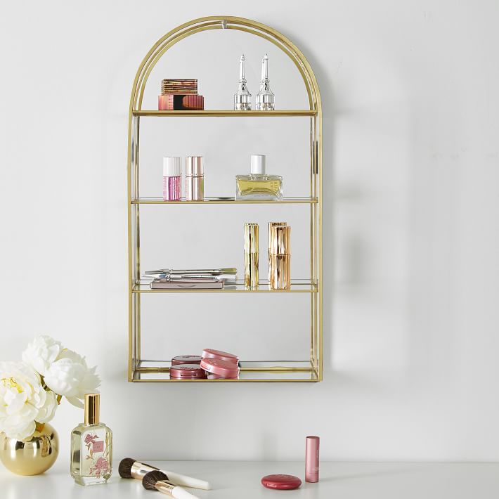 Gold Arched Curio Wall Cabinet
