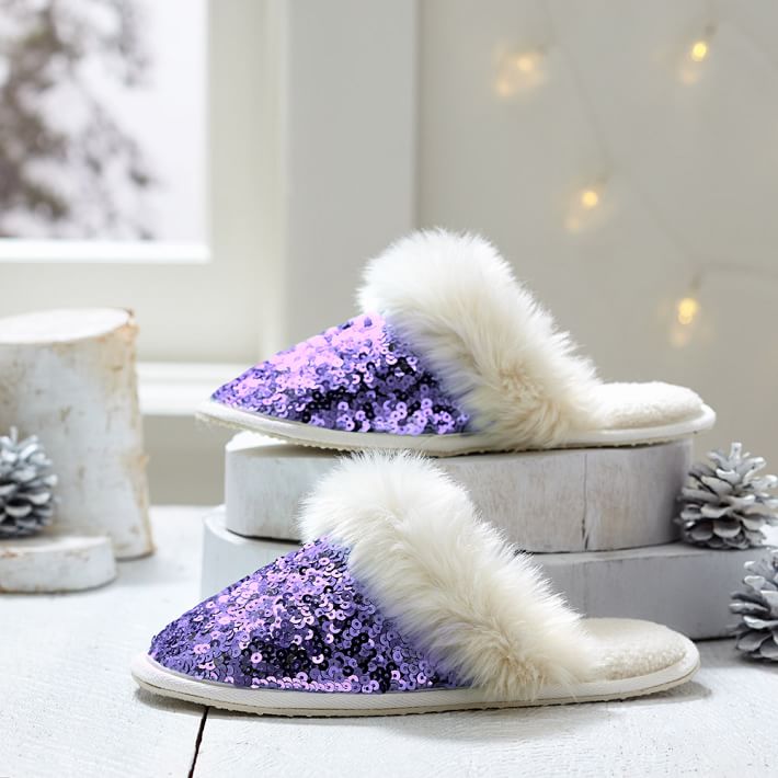 Sparkle Sequin Slippers, Purple