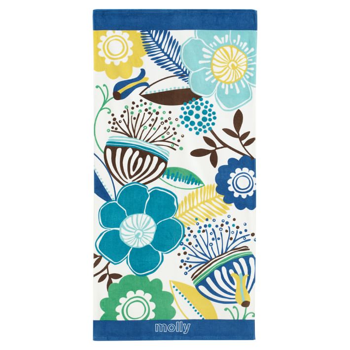 Fun Floral Blue Beach Towel