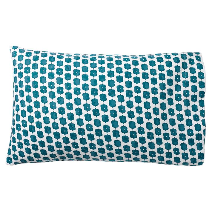 Ruched Rosette Pillowcase, Peacock Blue