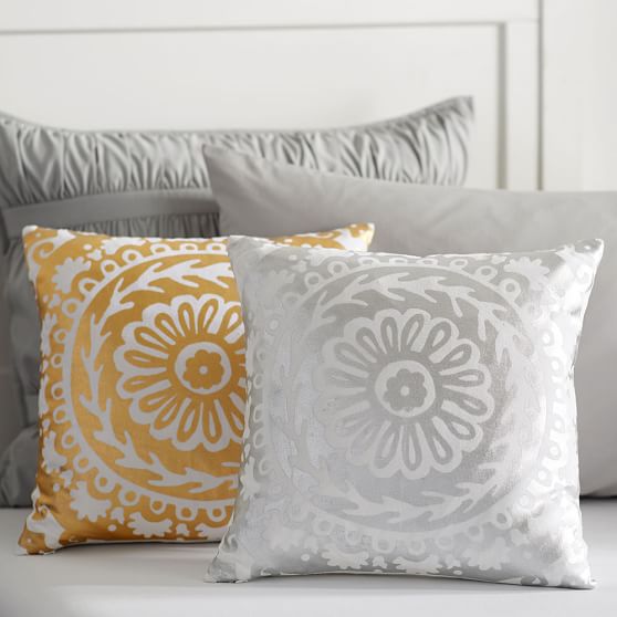 Metallic Medallion Pillow Cover Teen Throw Pillows Pottery Barn Teen