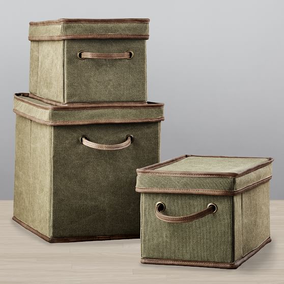 Northfield Canvas Bins Olive Sale Pottery Barn Teen
