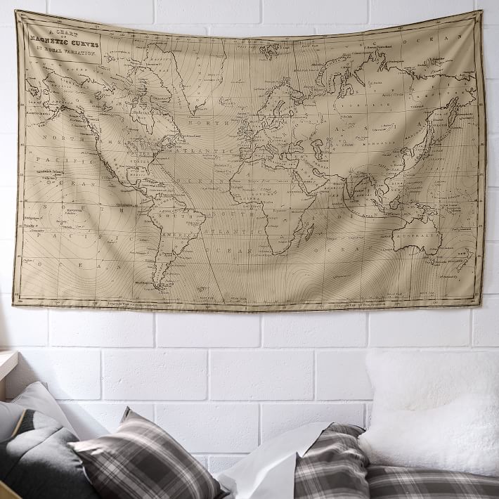 Pottery barn world map tapestry new arrivals