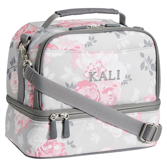 Gear-Up Garden Party Floral Dual Compartment Lunch Bag, Gray