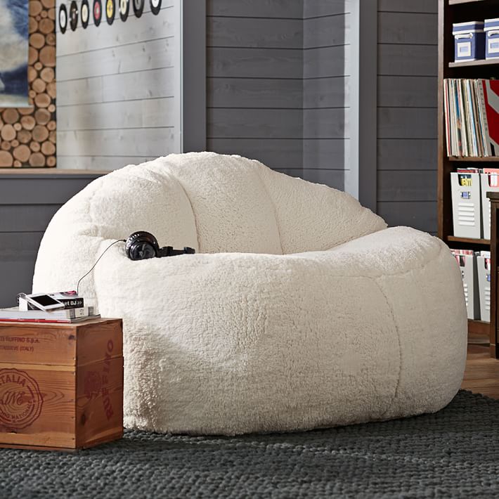 Ivory Sherpa Faux-Fur Cloud Couch (55&quot;)