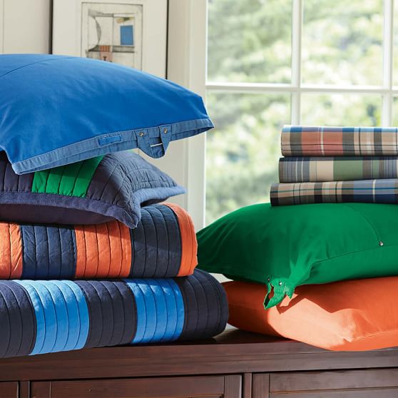 Rugby Stripe Reversible Boys Quilt Sale Pottery Barn Teen