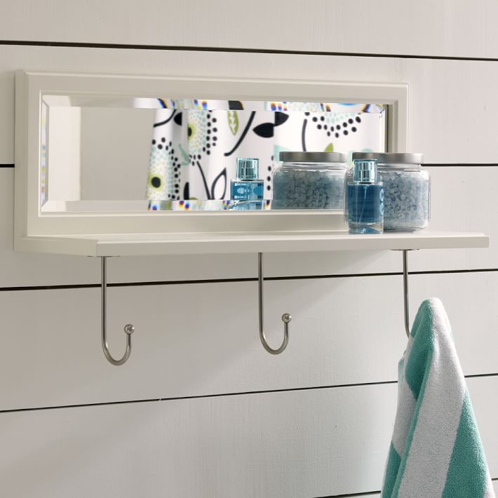 Mirrored Shelf &amp; Cubby Hook