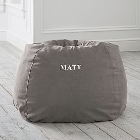Enzyme Washed Canvas Light Gray Bean Bag Chair Slipcover | Pottery Barn ...