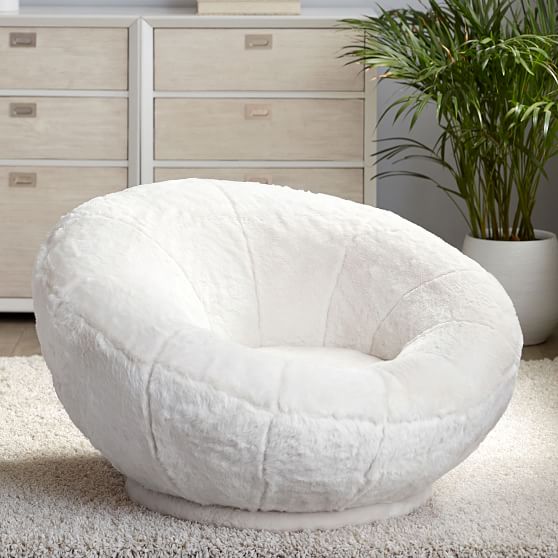 Polar Bear Faux-Fur Ivory Groovy Swivel Chair | Pottery Barn Teen