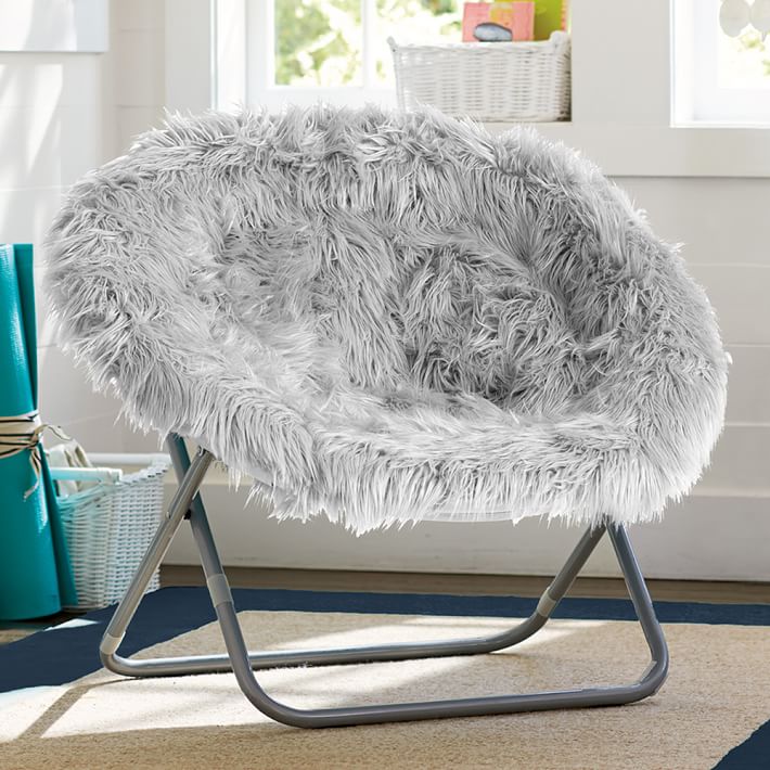 Gray Fur-Rific Faux-Fur Hang-A-Round Chair