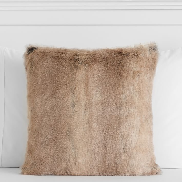 Reversible Faux-Fur Pillow Cover