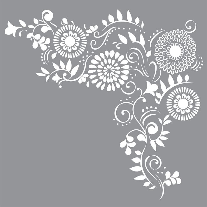 Oversized White Floral Decal