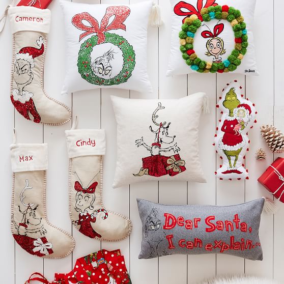 Dr. Seuss's The Grinch™ PomPom Pillow Pottery Barn Teen