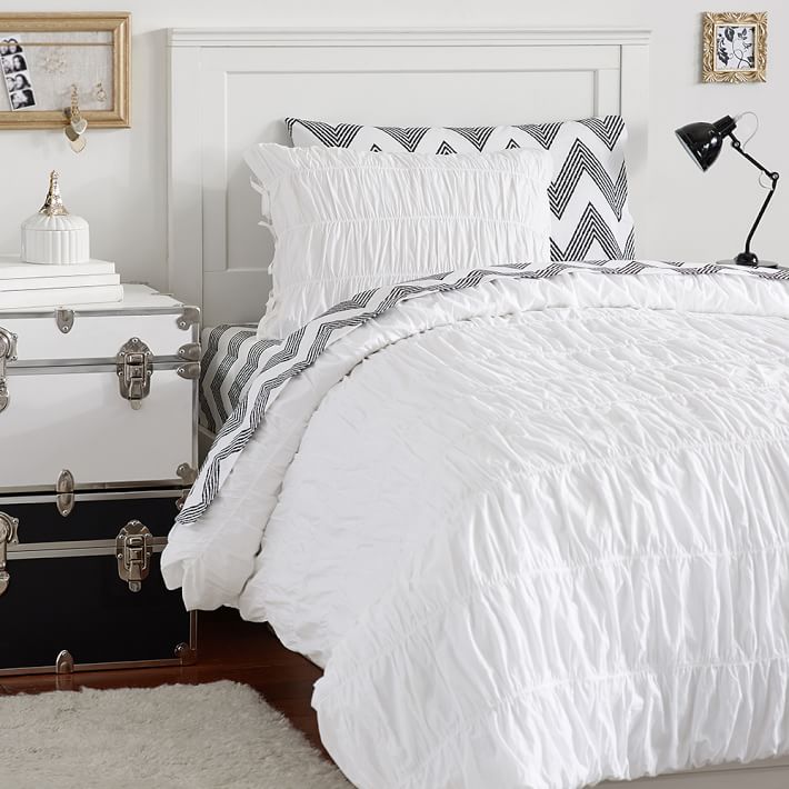 Ruched Zig Zag Deluxe Value Duvet Set Dorm Bundle Pottery Barn Teen