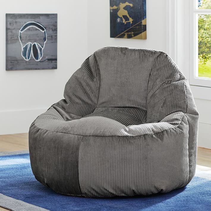 Charcoal Wide Wale Cord Leanback Lounger