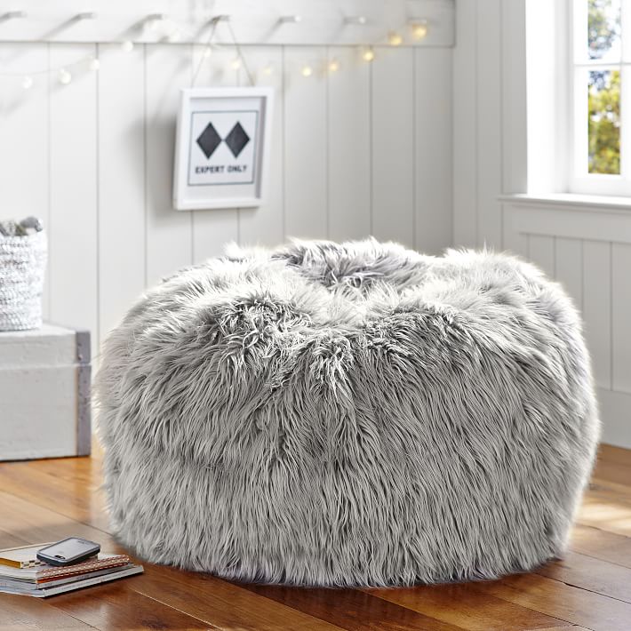 Grey furry best sale bean bag