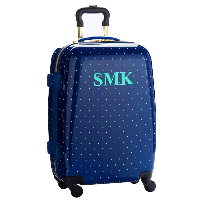 Hard-Sided Navy Pin Dot Carry-On Spinner