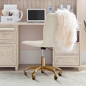 Chunky Boucle Ivory Andie Swivel Desk Chair