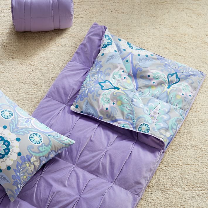 Velvet Sleeping Bag &amp; Pillowcase, Lavender