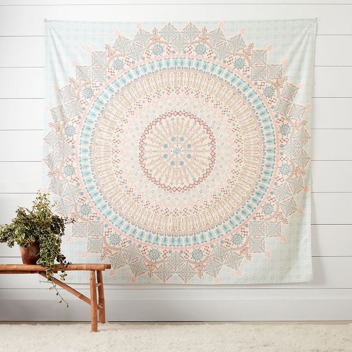 Mandala Tapestry - Blue & Orange, Wall Decor