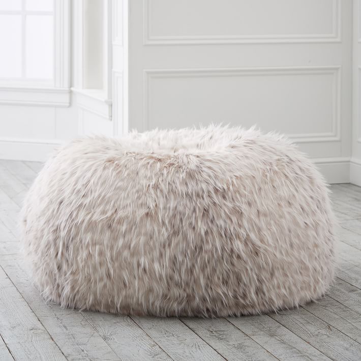 Snow Cat Faux-Fur Bean Bag Chair