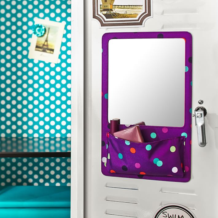 Gear-Up Purple Confetti Dot Locker Mirror Pocket