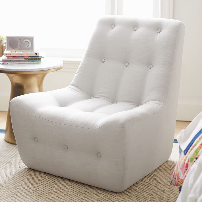 Gray Linen Modern Slipper Chair
