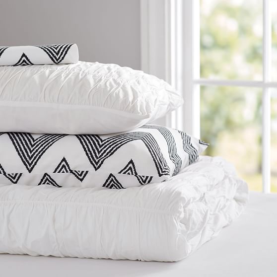 Ruched Zig Zag Deluxe Value Duvet Set Dorm Bundle Pottery Barn Teen