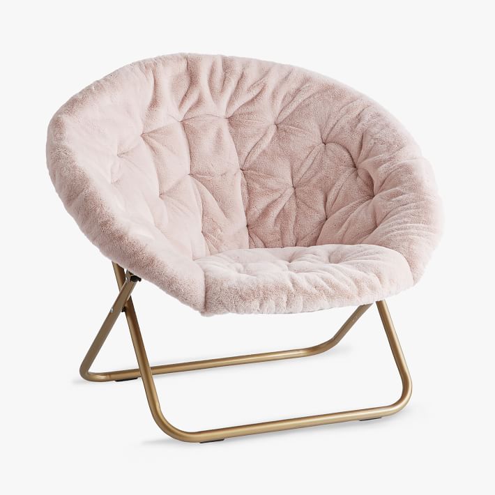 Faux Fur Blush HangARound Chair Pottery Barn Teen