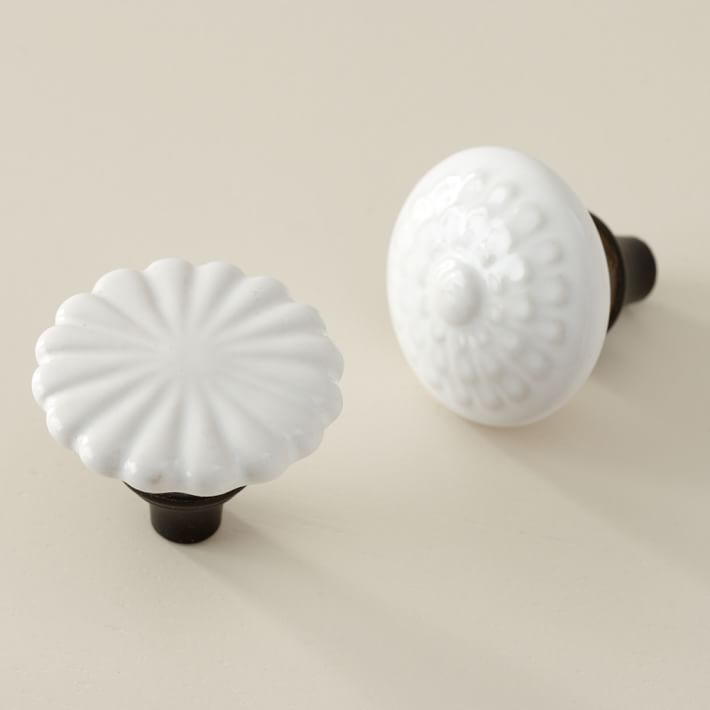 Eclectic Ceramic Flower Knobs