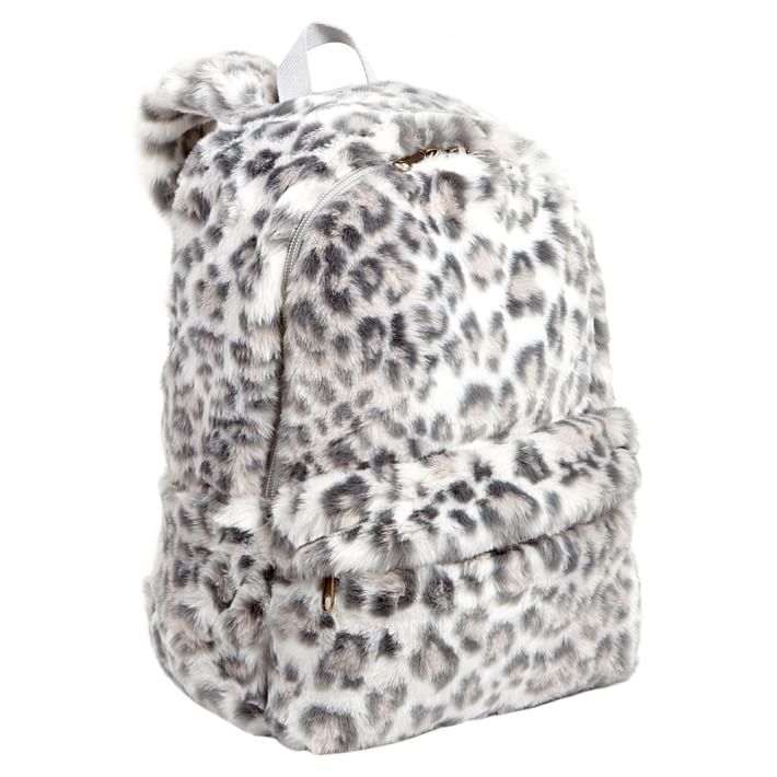 Faux Fur Gray Cheetah Backpack