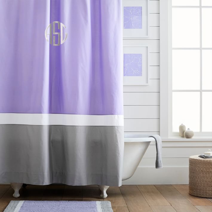 Color Block Shower Curtain, Lavender