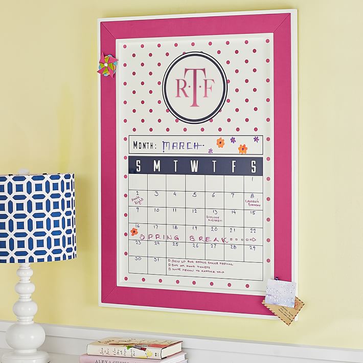 Preppy Dot Dry-Erase Calendar, Pink