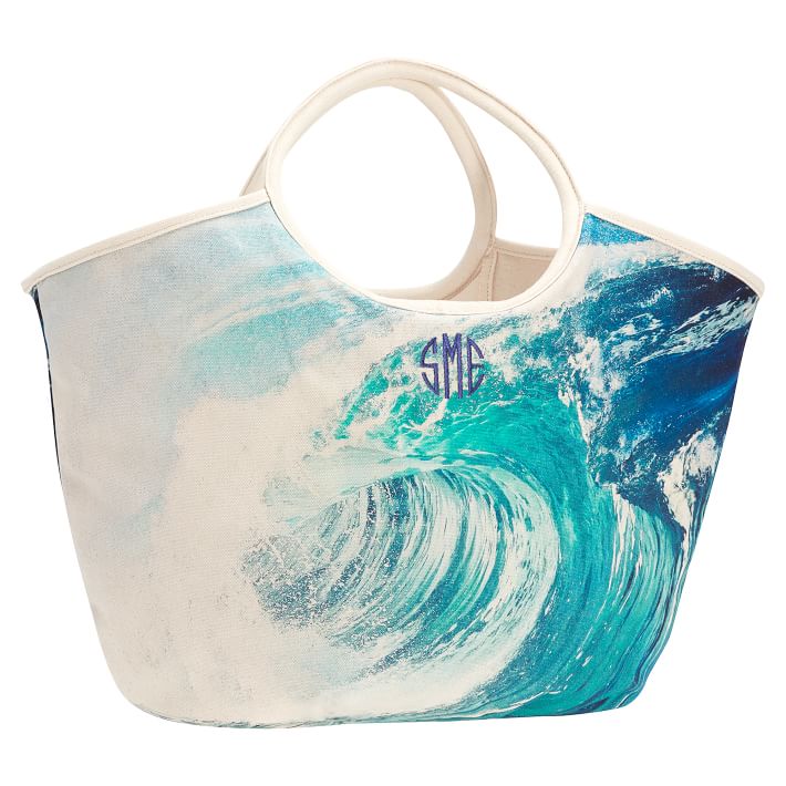 Beachside Canvas Tote, Wave Photoreal