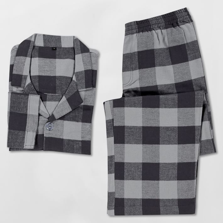 Black/Gray Check Flannel Pajama Set
