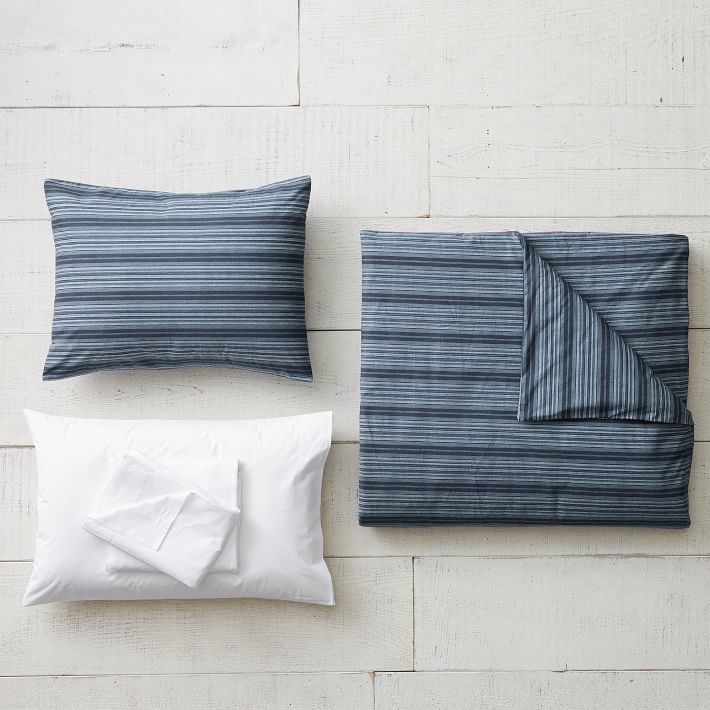 Railroad Stripe Deluxe Duvet Set with Duvet, Sheet Set, Pillowcase, Duvet Insert + Pillow Inserts