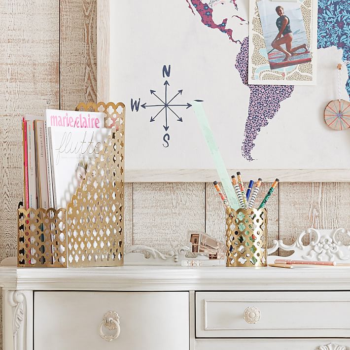 Golden Glam Desk Accessories | Desk Decor | Pottery Barn Teen