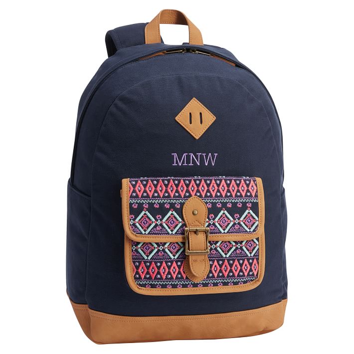 Northfield Embroidered Tribe Stripe Backpack, Navy