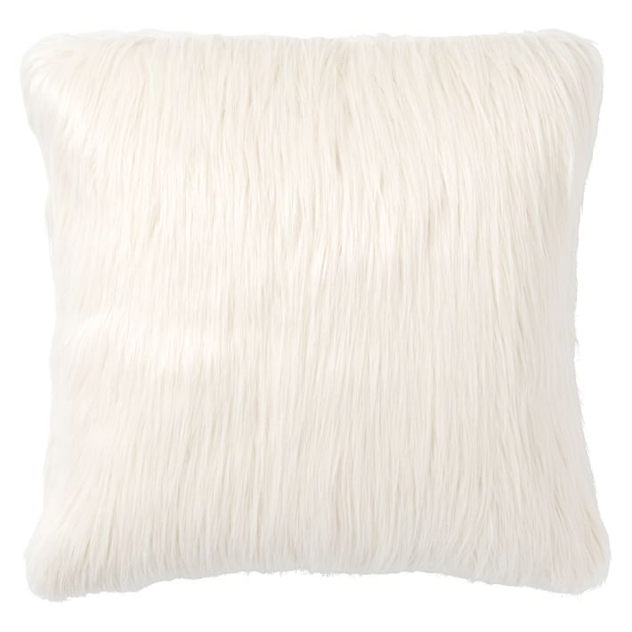Gray 18 x 18 Square Faux Himalayan Fur Decorative Throw Pillow